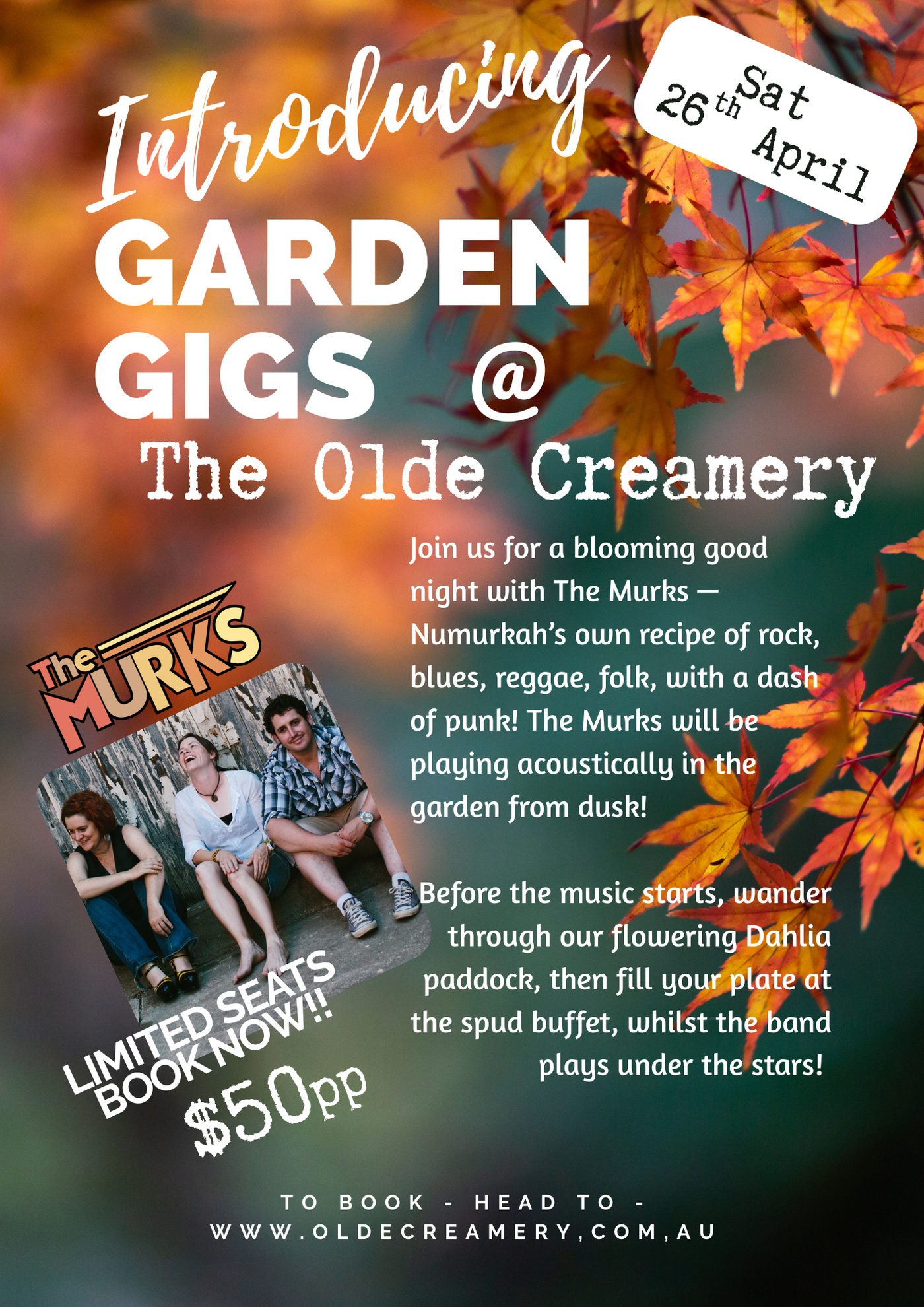 Garden Gigs @ The Olde Creamery - Saturday 26th April from 4PM
